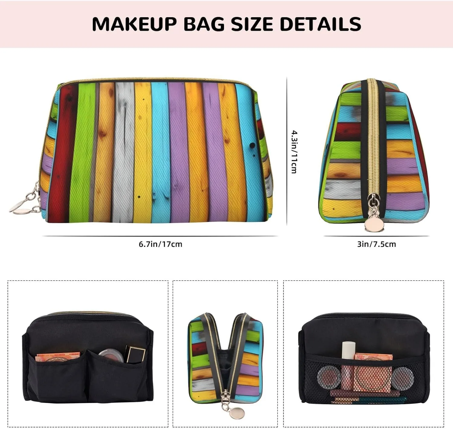 Carpentry Oak Timber Toiletry Pouch, Travel-Friendly Makeup Organizer For Makeup Brushes, Lipsticks
