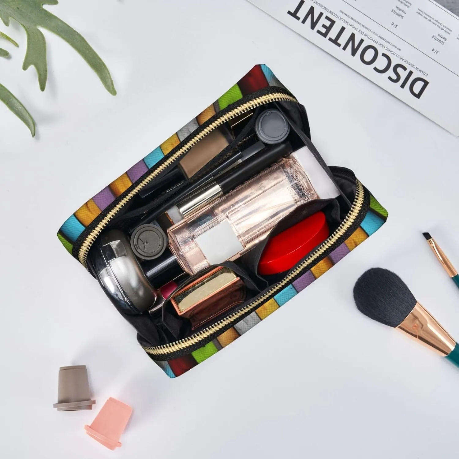 Carpentry Oak Timber Toiletry Pouch, Travel-Friendly Makeup Organizer For Makeup Brushes, Lipsticks