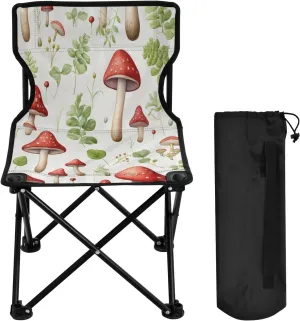 Cartoon Cute Mushroom Portable Outdoor Folding Chair Anti-Slip Padded Oxford Cloth Stool Camping Chair Small for Beach Hiking Fishing Gardening Quad Camp Chair