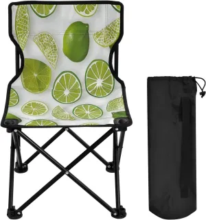 Cartoon Lemon Slices Portable Outdoor Folding Chair Anti-Slip Padded Oxford Cloth Stool Camping Chair Small for Beach Hiking Fishing Gardening Quad Camp Chair