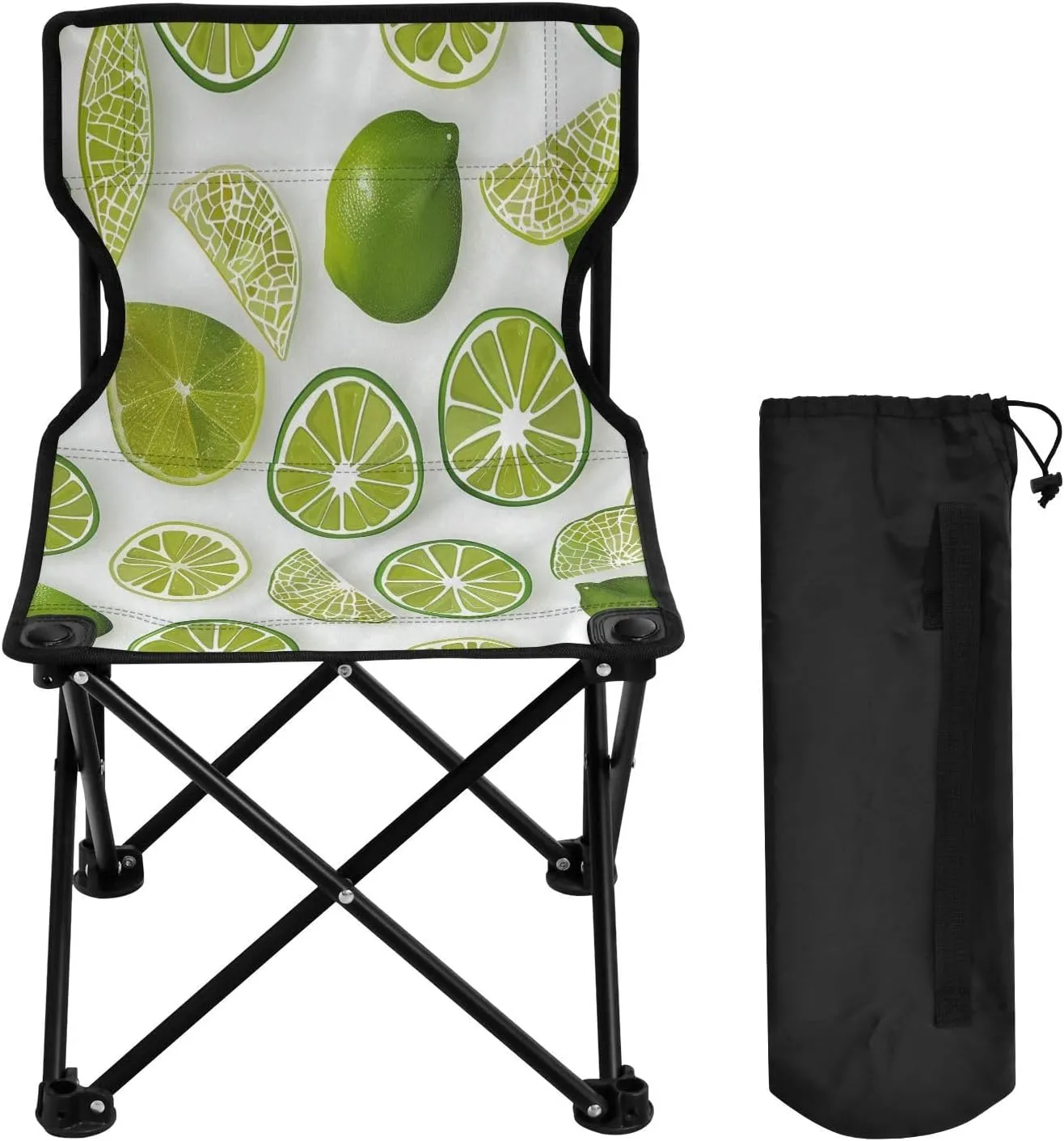 Cartoon Lemon Slices Portable Outdoor Folding Chair Anti-Slip Padded Oxford Cloth Stool Camping Chair Small for Beach Hiking Fishing Gardening Quad Camp Chair