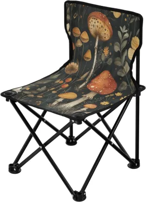 Cartoon Mushroom Portable Outdoor Folding Chair Anti-Slip Padded Oxford Cloth Stool Camping Chair Small for Beach Hiking Fishing Gardening Quad Camp Chair