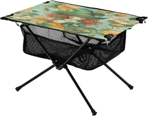Cartoon Shamrock Gnome Portable Folding Camping Table, Compact Lightweight Beach Table with Carrying Bag for Outdoor Picnics, BBQs, Camp