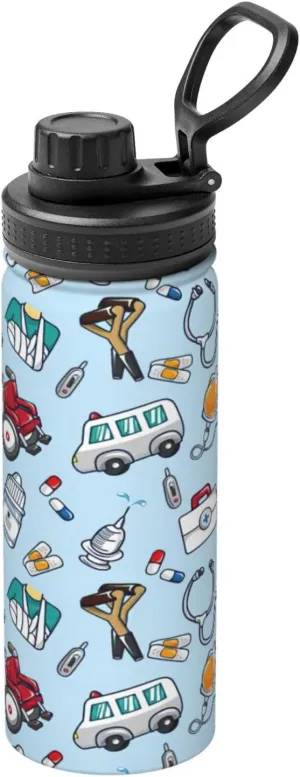 Cartoon Tools Double Wall Leakproof Print Insulated Kettle,Travel,Gym,Cycling,Camping,Etc
