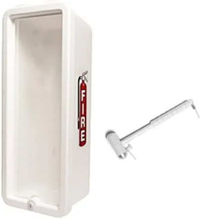 Cato 10501-H White Plastic Chief Fire Extinguisher Cabinet for 2-1/2 or 5 lb. Extinguisher, with Hammer and Cylinder Lock