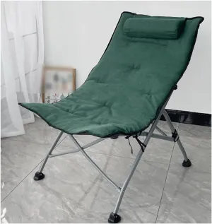 Chair Camping Chairs for Adults, Outdoor Lounge Chairs Folding, Oversize Portable Padded Camp Chair with Metal Frame Pillow Collapsible Lawn Chair with Removable Soft Cushion for Grarden (Color : Gre