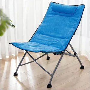 Chair Camping Chairs for Adults, Outdoor Lounge Chairs Folding, Oversize Portable Padded Camp Chair with Metal Frame Pillow Collapsible Lawn Chair with Removable Soft Cushion for Grarden (Color : Pai