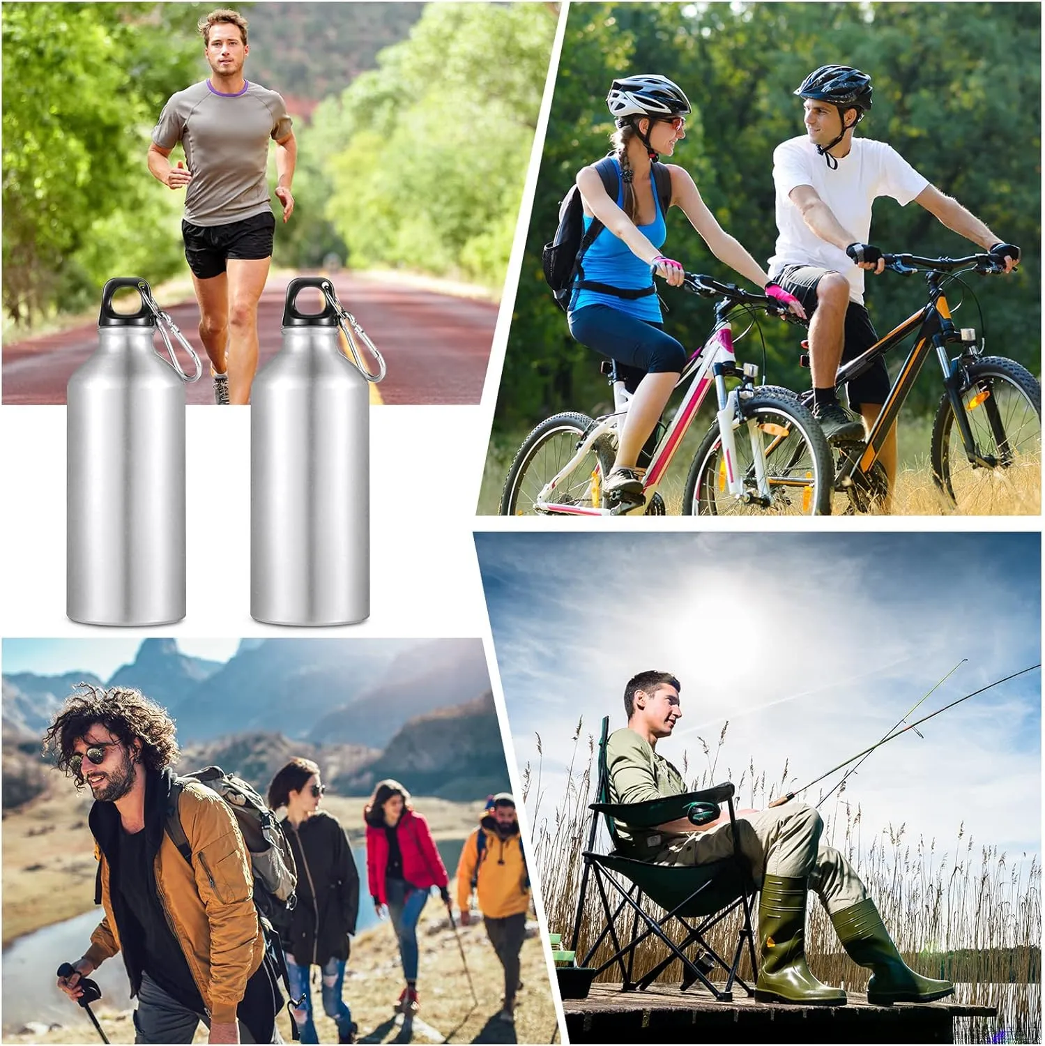 CHENGU 16 Pack Aluminum Water Bottles 20 Oz Blank Reusable Water Bottles Lightweight Aluminum Gym Travel Bottle Leak Proof Team Customized Bottles for Bike Bicycle Camping