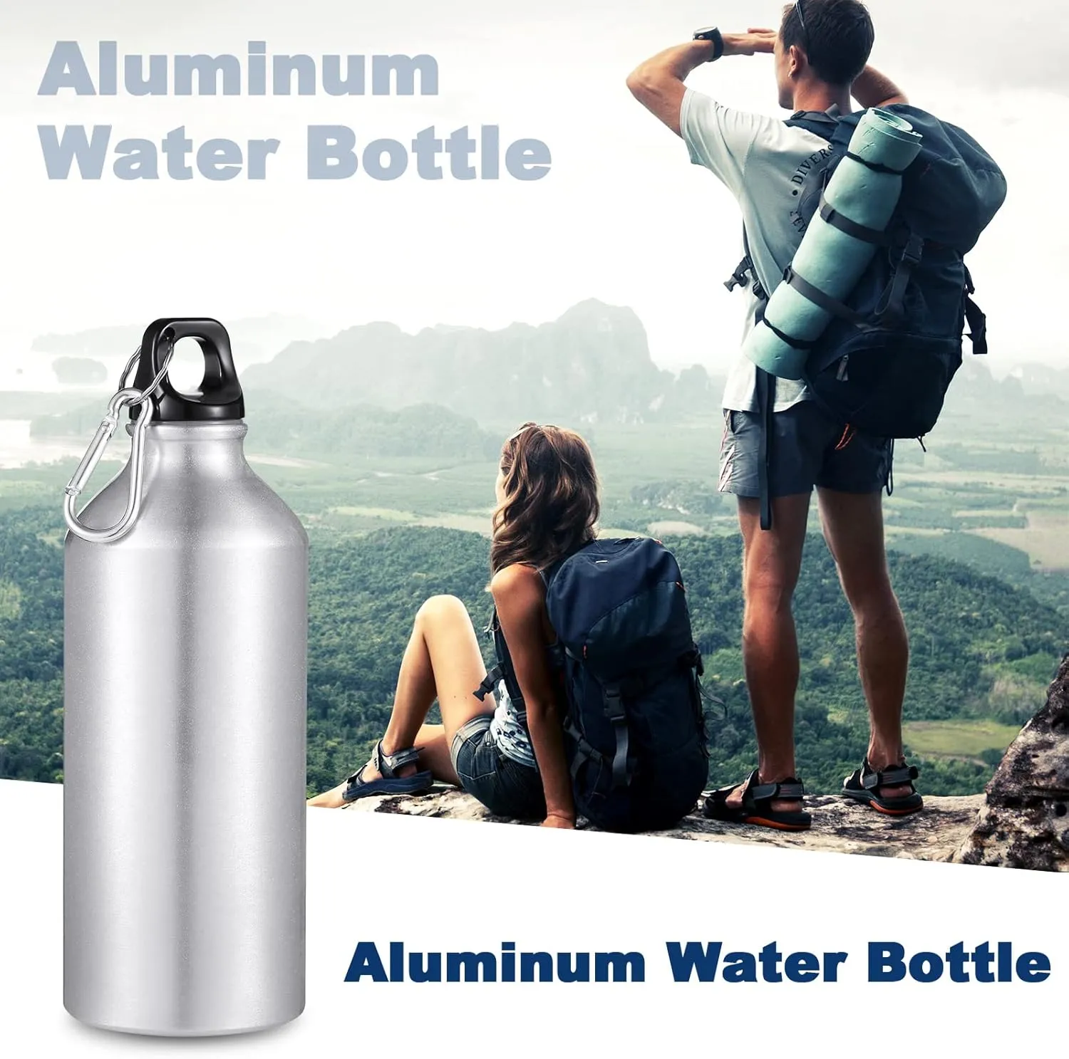 CHENGU 16 Pack Aluminum Water Bottles 20 Oz Blank Reusable Water Bottles Lightweight Aluminum Gym Travel Bottle Leak Proof Team Customized Bottles for Bike Bicycle Camping