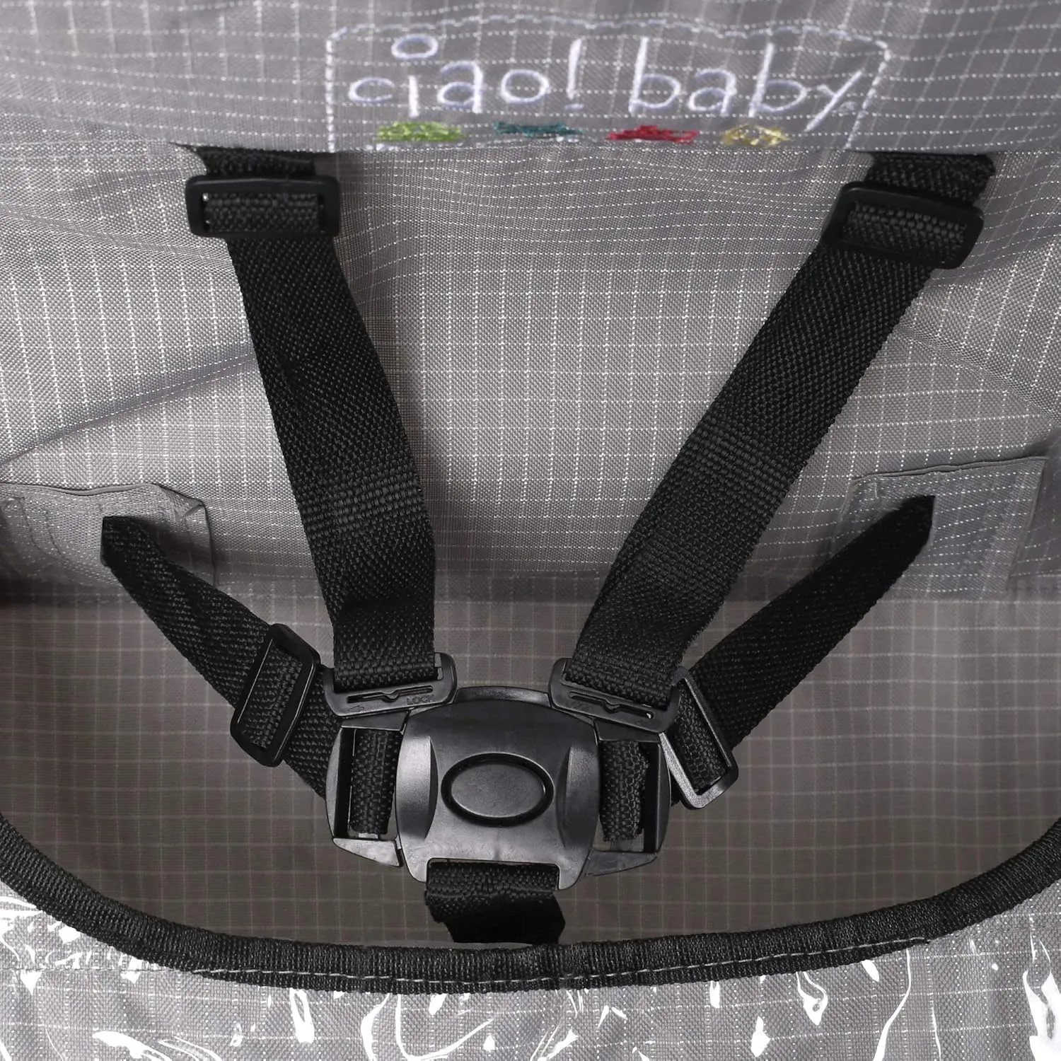 ciao! baby Portable High Chair for Babies and Toddlers, Compact Folding Travel High Chair with Carry Bag for Outdoor Camping, 1 Count (Pack of 1) (Grey Check)