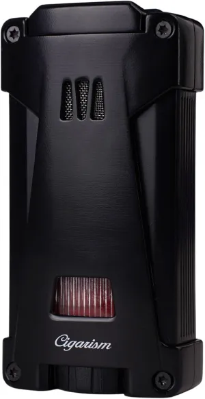 Cigar Lighter Triple Jet Flame Torch Lighter, Built-in 2 Cigar Punches, Windproof Concentrated Flames (Black)