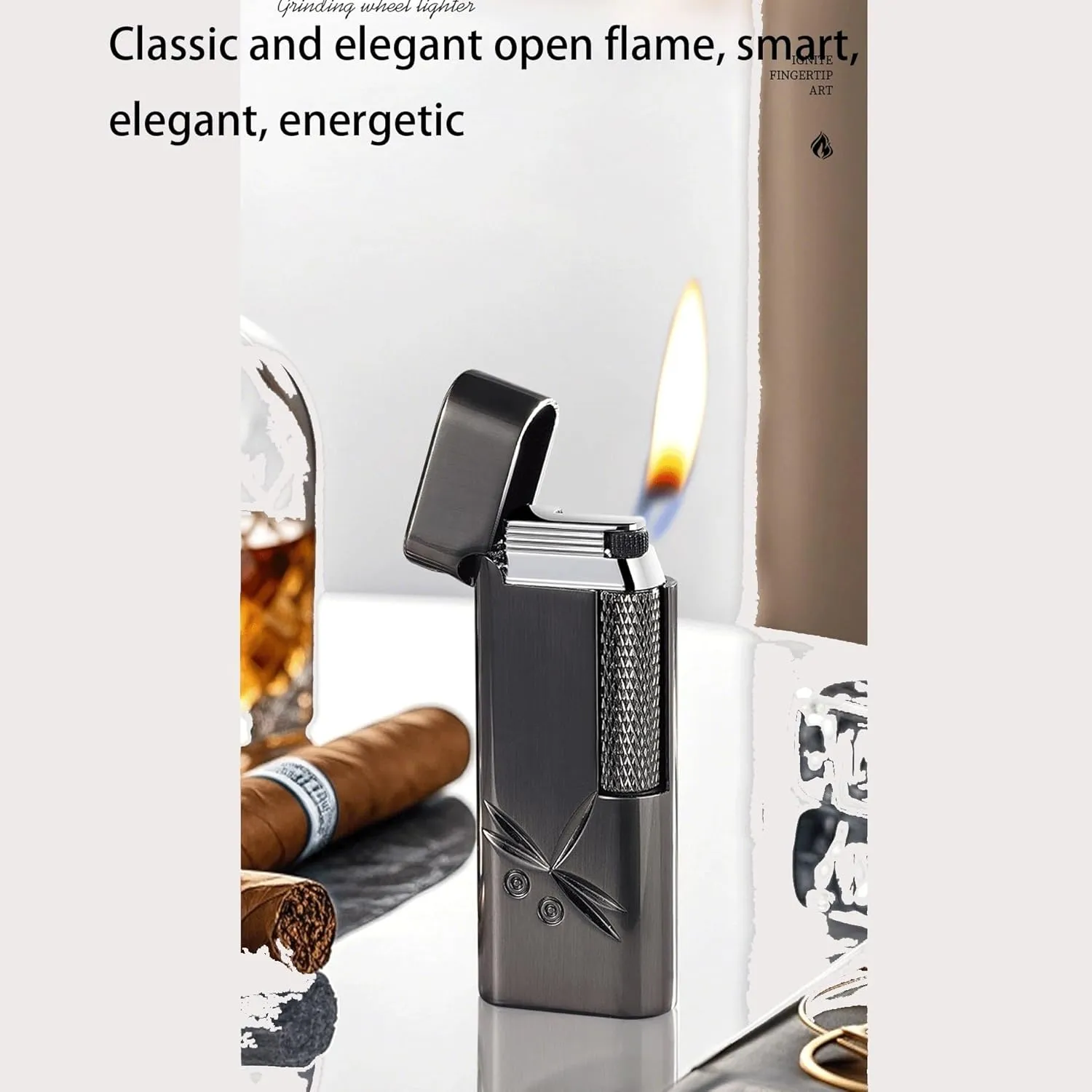 Classic flip-top Metal Butane lighters, Windproof Soft Flame, Old-Fashioned Side-Slip Grinding Wheel, Adjustable Flame, refillable Gas Portable Lighter (Fuel not Included)(Silver1)