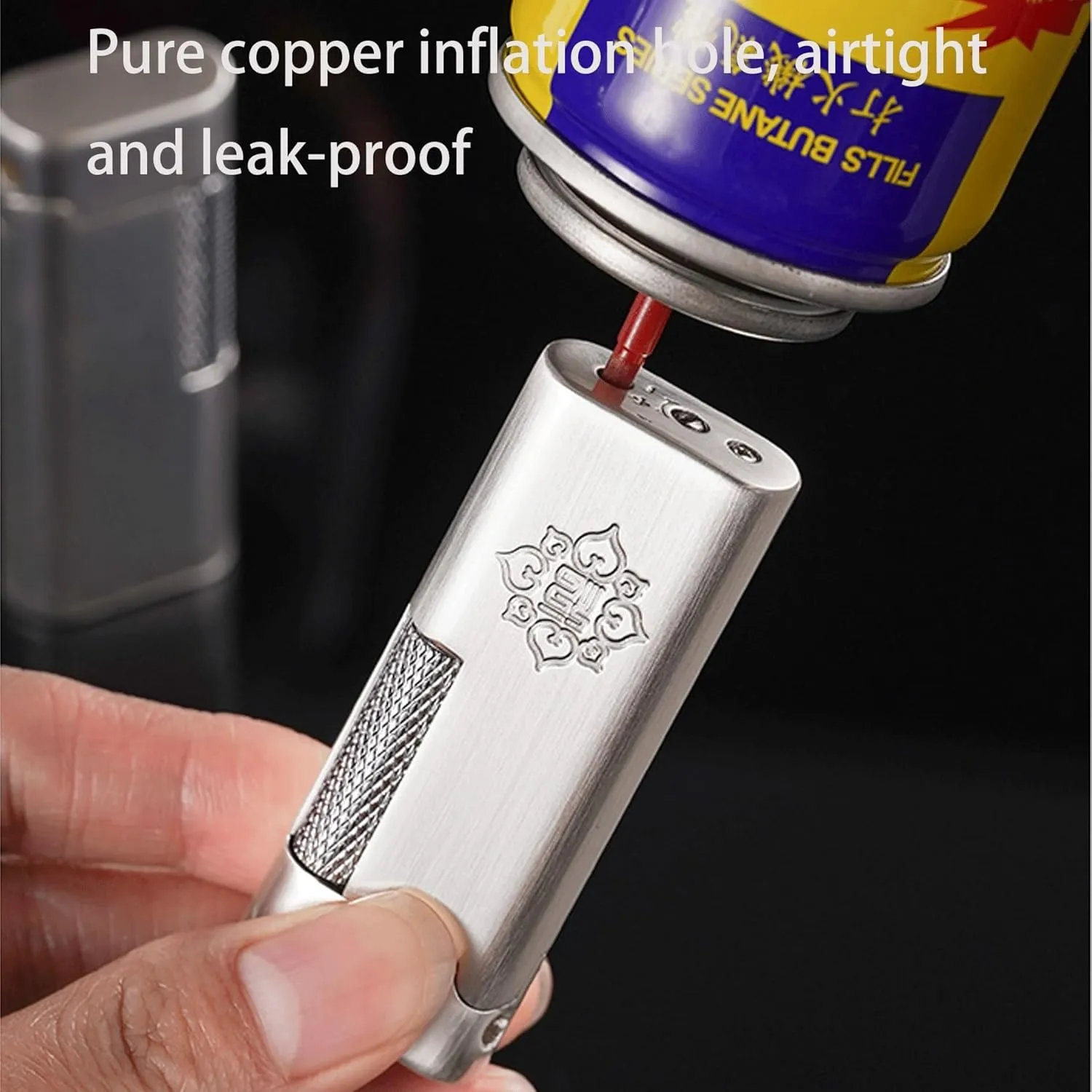 Classic flip-top Metal Butane lighters, Windproof Soft Flame, Old-Fashioned Side-Slip Grinding Wheel, Adjustable Flame, refillable Gas Portable Lighter (Fuel not Included)(Silver1)