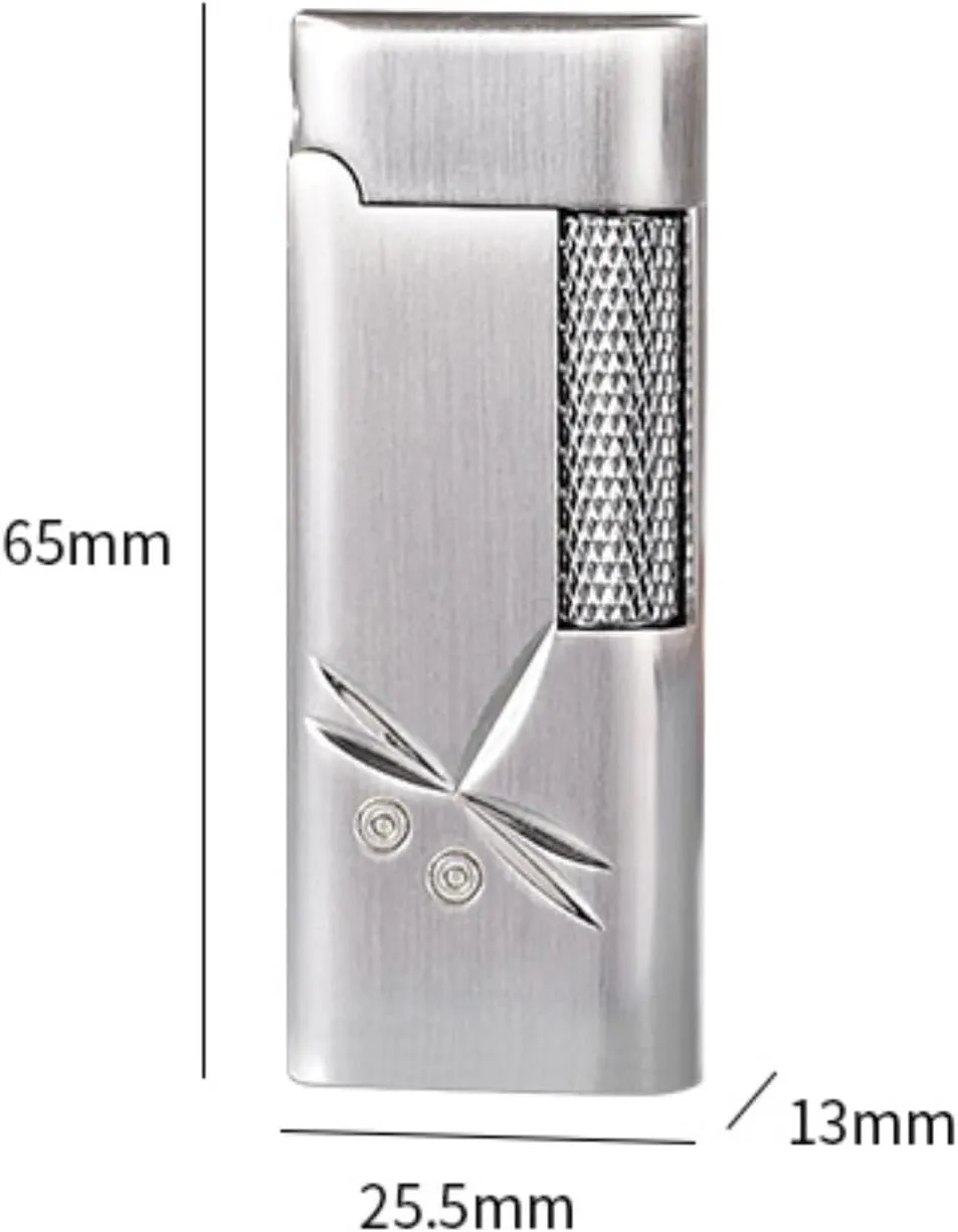 Classic flip-top Metal Butane lighters, Windproof Soft Flame, Old-Fashioned Side-Slip Grinding Wheel, Adjustable Flame, refillable Gas Portable Lighter (Fuel not Included)(Silver1)