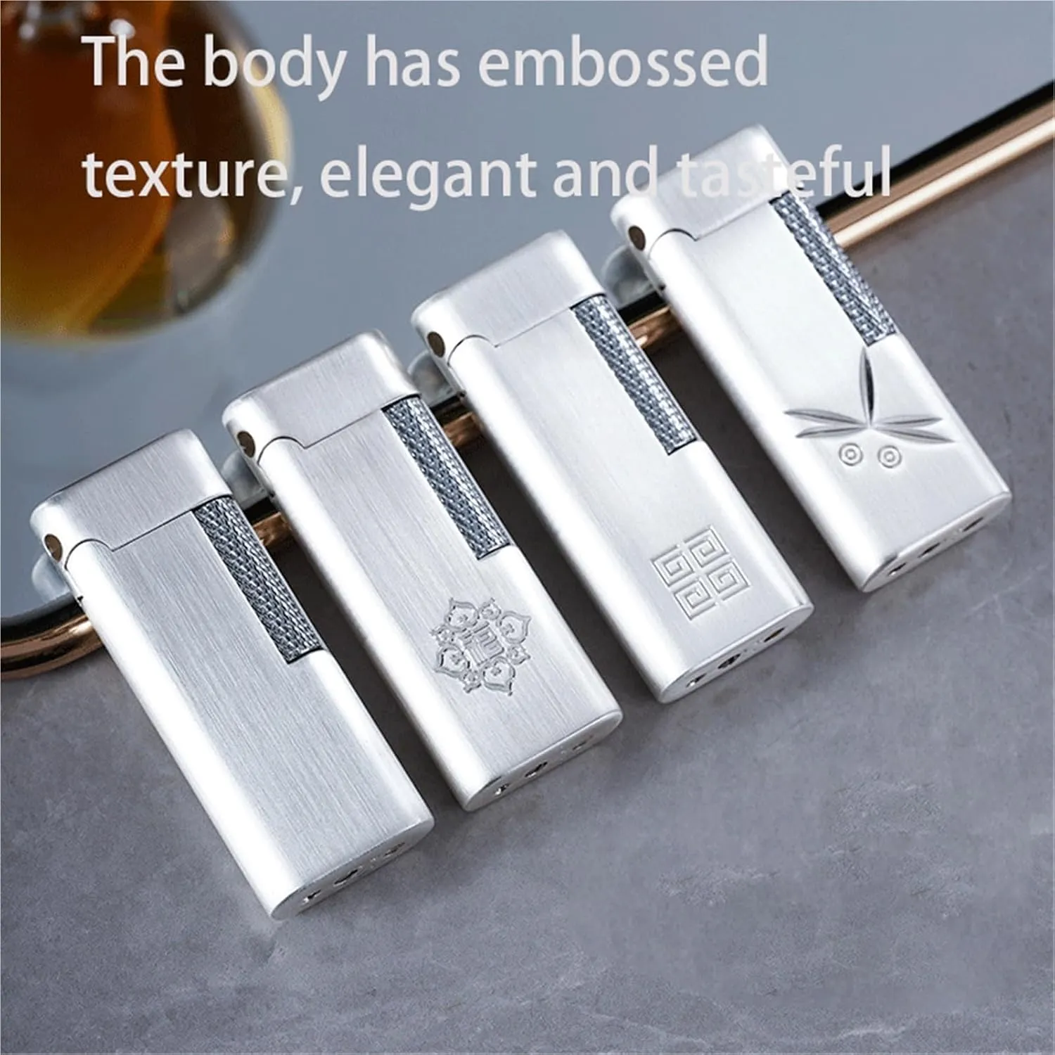Classic flip-top Metal Butane lighters, Windproof Soft Flame, Old-Fashioned Side-Slip Grinding Wheel, Adjustable Flame, refillable Gas Portable Lighter (Fuel not Included)(Silver1)