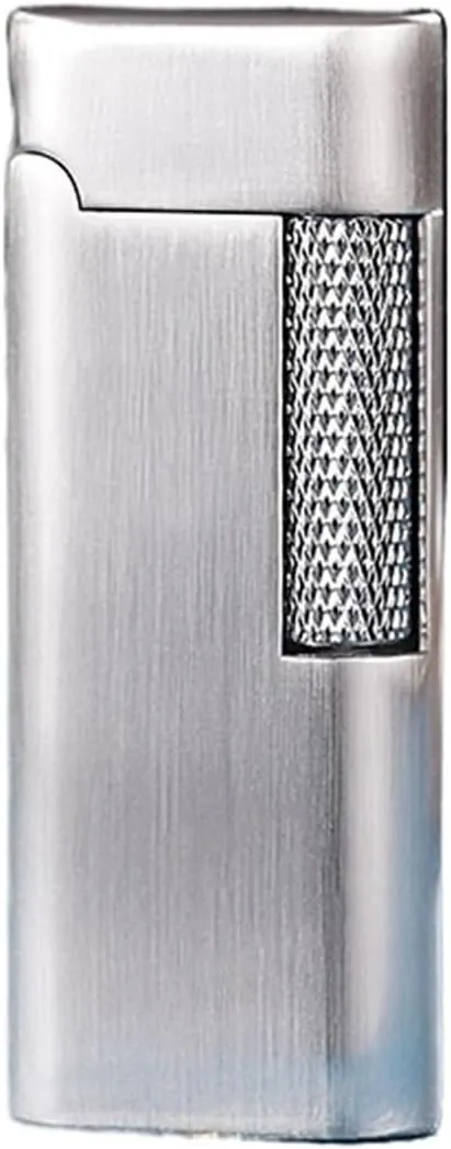 Classic flip-top Metal Butane lighters, Windproof Soft Flame, Old-Fashioned Side-Slip Grinding Wheel, Adjustable Flame, refillable Gas Portable Lighter (Fuel not Included)(Silver4)