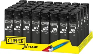 Clipper - Classic Jet Flame - Refillable Jet Flame Torch Lighter in Clipper Iconic Shape - Adjustable Windproof Flame - Reuse Over and Over with Butane Refill - 48 Pack - Soft Touch Black
