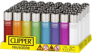 Clipper - Classic Large Reusable Lighter - Iconic Premium Refillable Lighters Bulk Pack - Replace Butane, Flint, and Spark Wheel for Unlimited Lights - 48 Pack - Crystal Rainbow