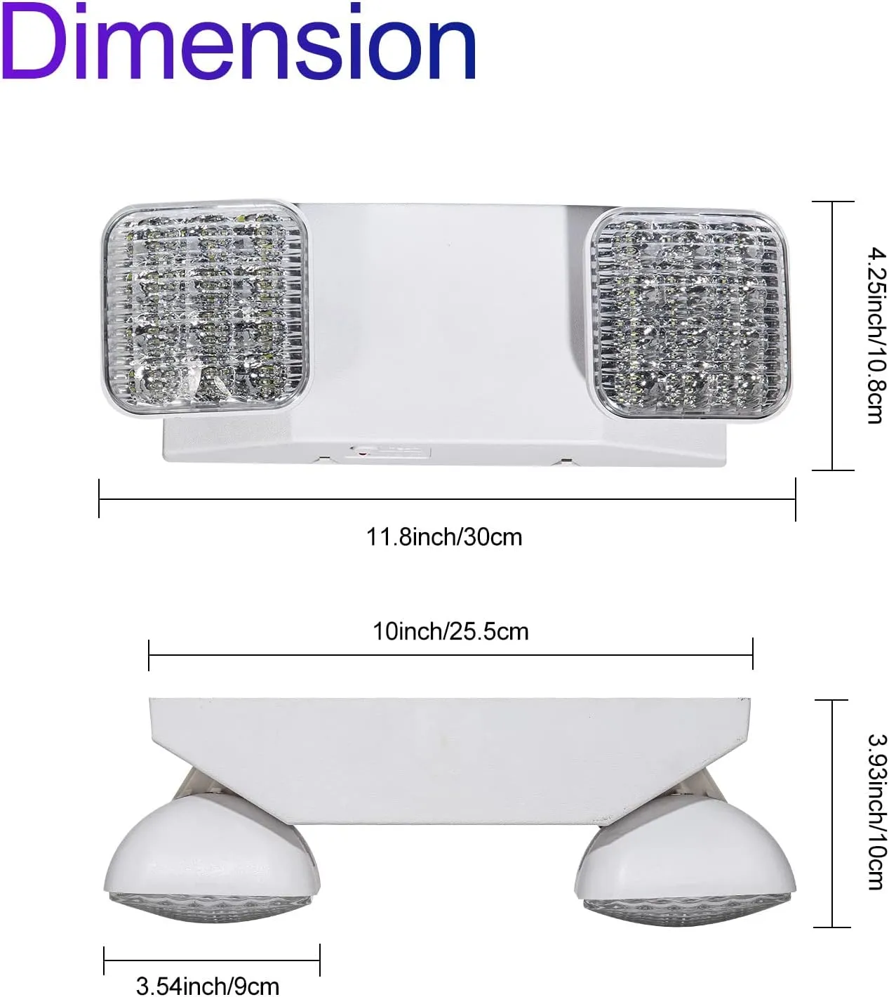 CM MZY Emergency Lights with Battery Backup, Commercial Emergency Lighting Fixtures, Two Adjustable LED Light Heads, 120-277V AC, UL Certified, 2PCS