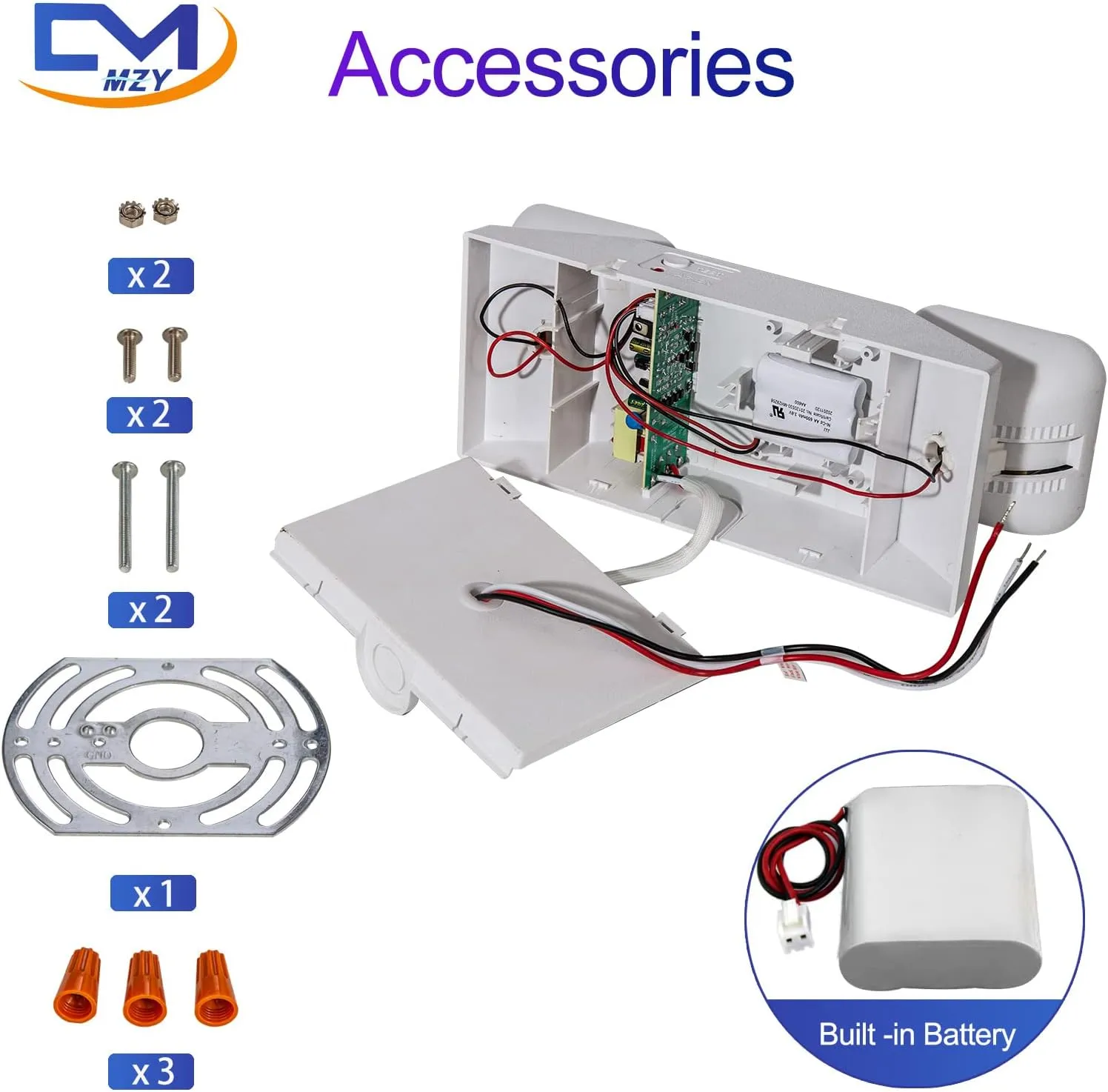 CM MZY Emergency Lights with Battery Backup, Commercial Emergency Lighting Fixtures, Two Adjustable LED Light Heads, 120-277V AC, UL Certified, 2PCS