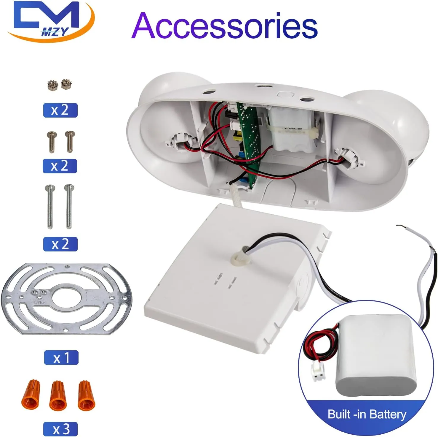 CM MZY Emergency Lights with Battery Backup,Commercial Emergency Light,Two Adjustable LED Light Head Emergency Lighting Fixtures,120-277V AC, UL Certified (6PCS)