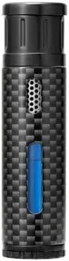 Colibri EVO Angled Single Jet Flame Butane Lighter, Windproof & Refillable, User-Friendly with Carbon Fiber Grip, Blue Fuel Window and Adjustable Flame - Sleek Design (Black Carbon Fiber)