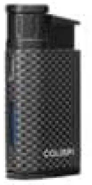 Colibri EVO Angled Single Jet Flame Butane Lighter, Windproof & Refillable, User-Friendly with Carbon Fiber Grip, Blue Fuel Window and Adjustable Flame - Sleek Design (Black Carbon Fiber)