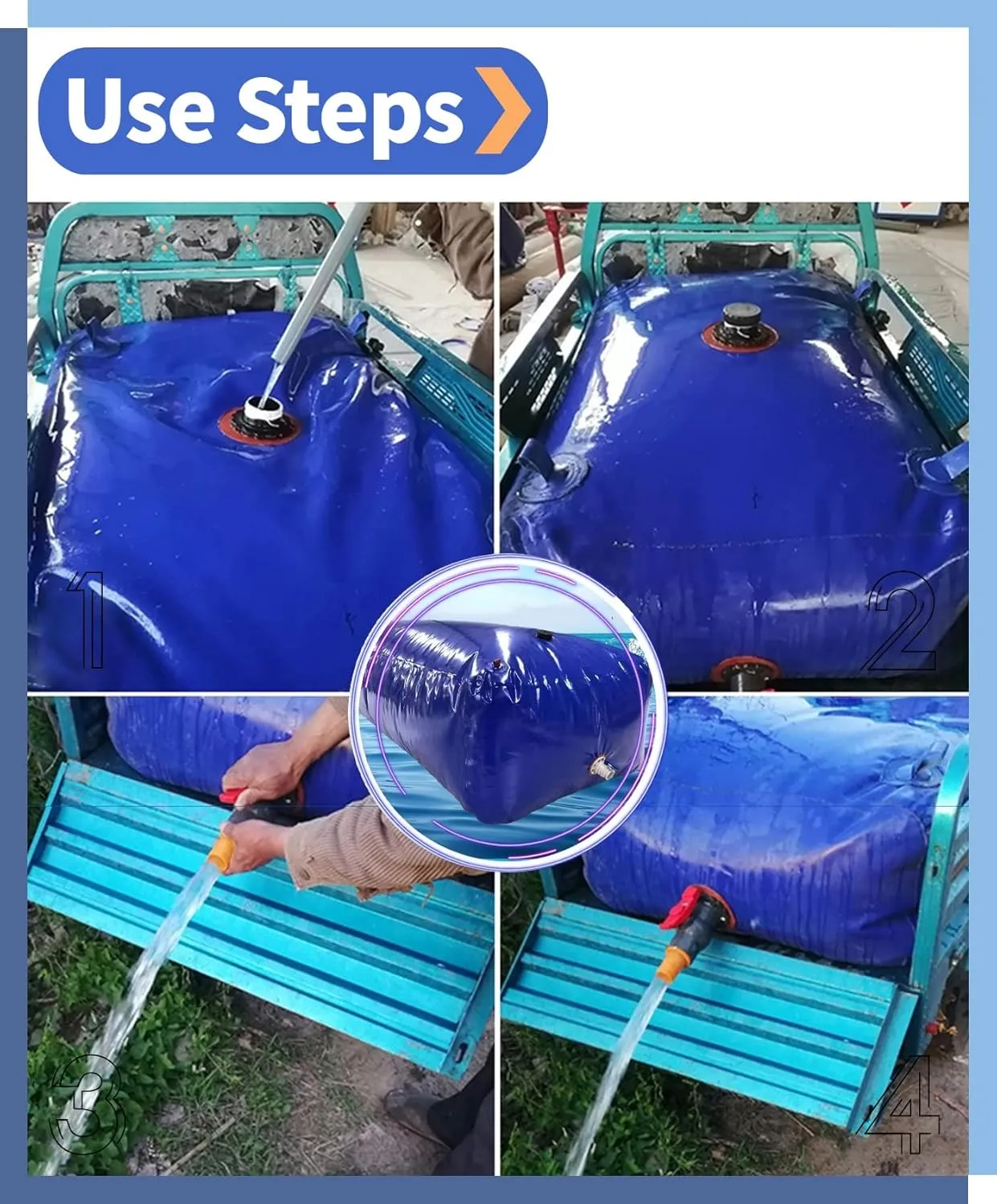 Collapsible Portable Water Storage Container Bag - 110L to 6000L Capacity, Ideal for Camping and Emergency Water Supply(3000L/789Gal/2x1.5x1 m)