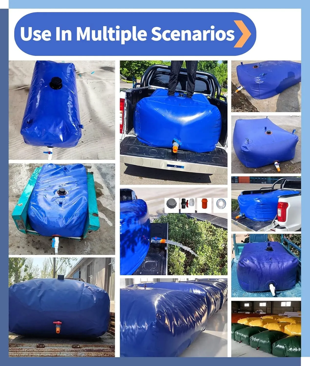 Collapsible Portable Water Storage Container Bag - 110L to 6000L Capacity, Ideal for Camping and Emergency Water Supply(3000L/789Gal/2x1.5x1 m)