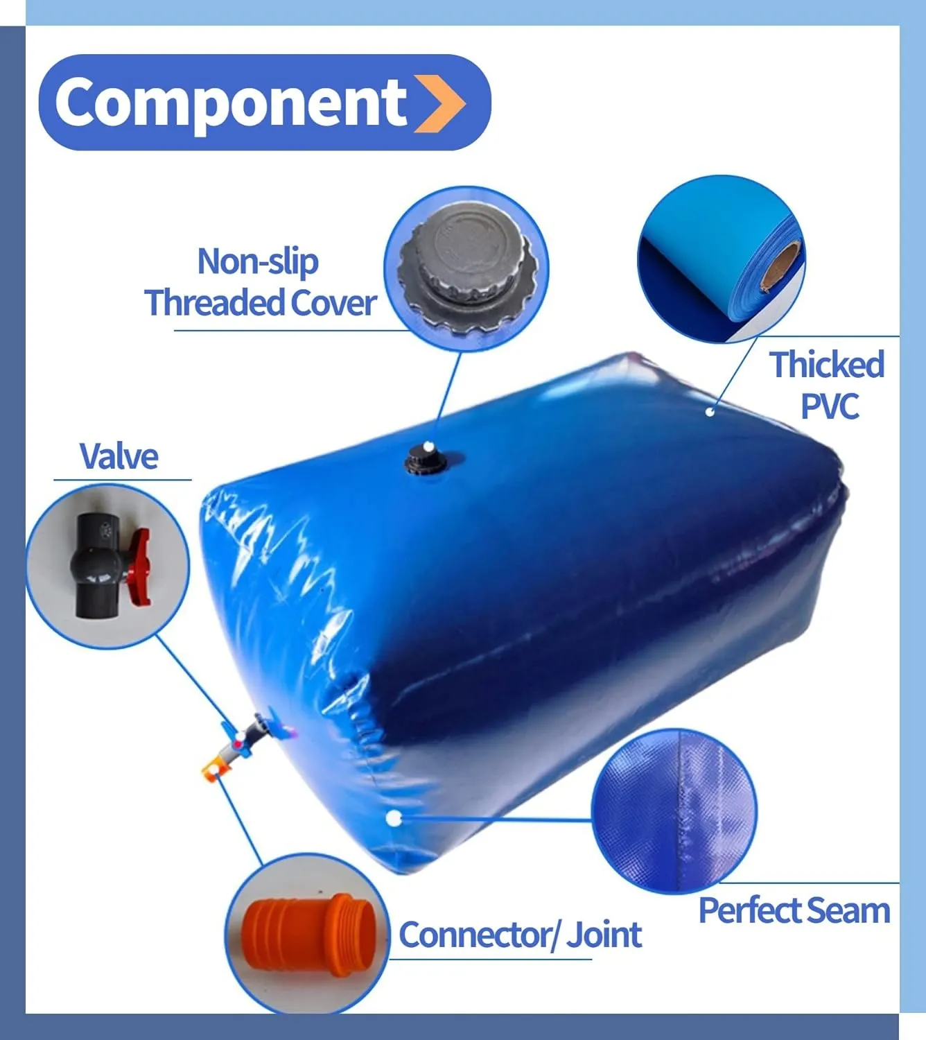 Collapsible Portable Water Storage Container Bag - 110L to 6000L Capacity, Ideal for Camping and Emergency Water Supply(3000L/789Gal/2x1.5x1 m)