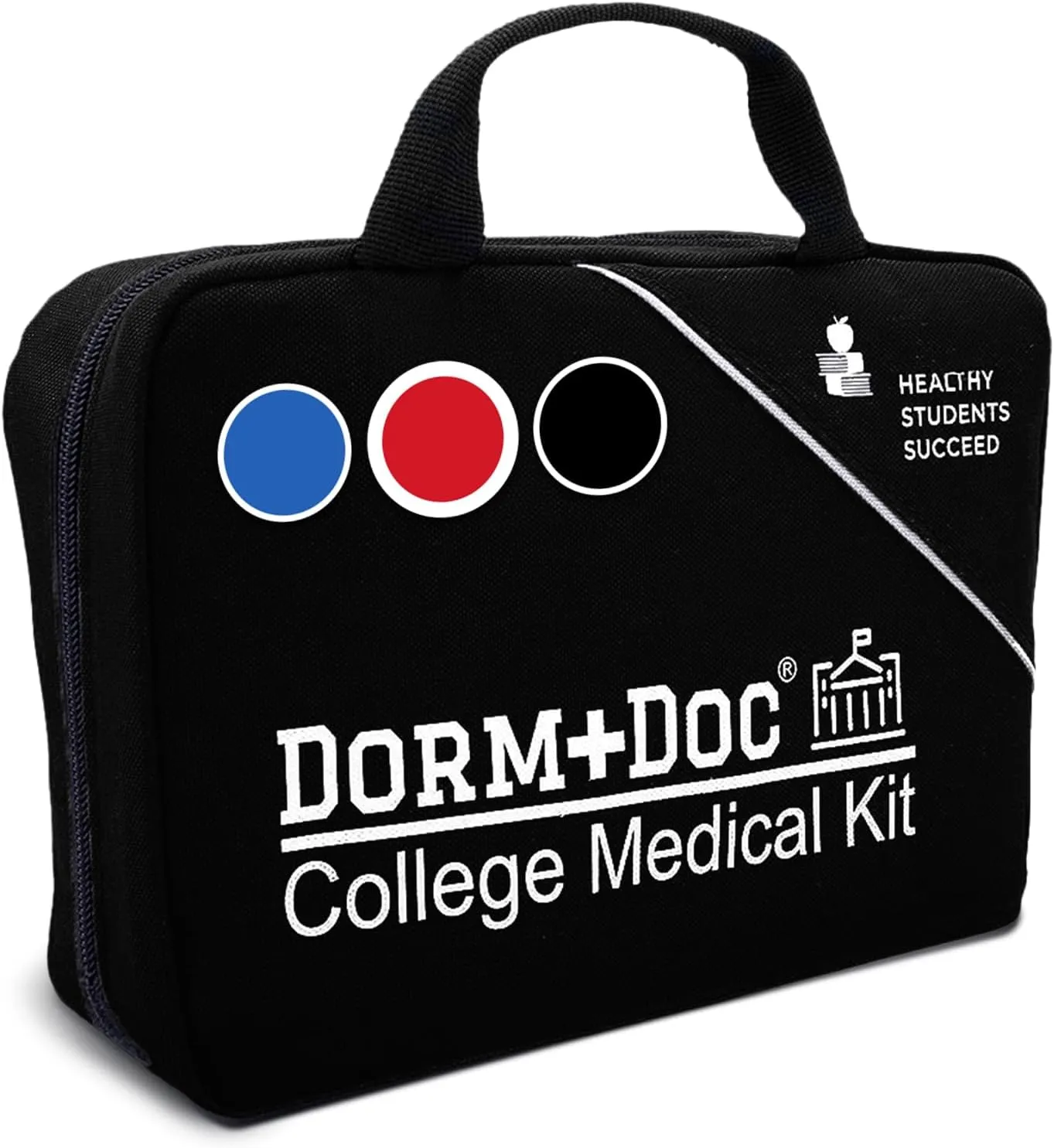 College First Aid Kit – Compact Emergency Medical Kit for Dorm Rooms, School, Sports – with Bandages, OTC Medicines for Relief, Gauze, Quick Care Set – Portable Health Kit - 175 PCS, Black