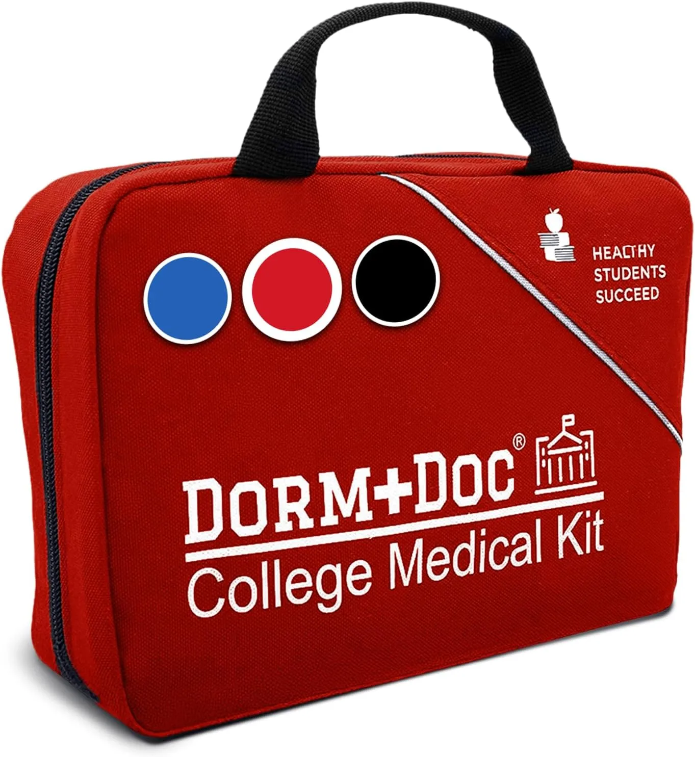 College First Aid Kit – Compact Emergency Medical Kit for Dorm Rooms, School, Sports – with Bandages, OTC Medicines for Relief, Gauze, Quick Care Set – Portable Health Kit - 175 PCS, Red