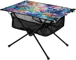 Colorful Abstract Flowers Portable Folding Camping Table, Compact Lightweight Beach Table with Carrying Bag for Outdoor Picnics, BBQs, Camp
