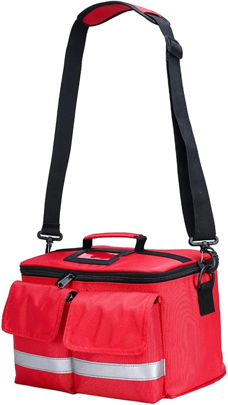 Compact First Aid Bag with Handle for Emergency Situations, red