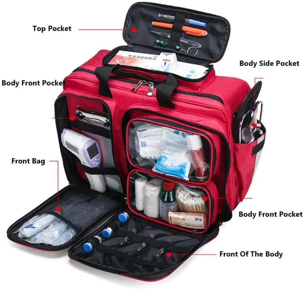 Compact First Aid Kit Emergency Survival Trauma Kit with Labeled Compartments, Large-Capacity Outdoor Waterproof Emergency Rescue Kit(Camouflage)