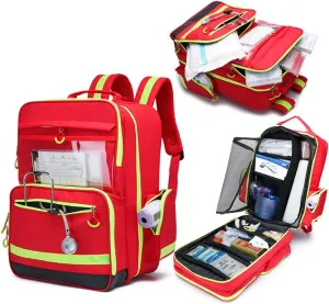 Compact First Aid Kit Lightweight Trauma Kit Reflective Design, with Labeled Compartments for Boat Car Camping Hiking Travel & Backpacking