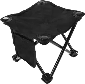Compact Folding Stool Portable Lightweight Camping Chair for Fishing Picnics and Outdoor Activities Versatile Design Side Pocket Upgraded Version for Comfort and Convenience