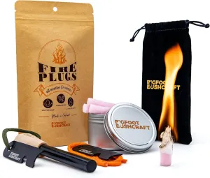 Complete Emergency Fire Starter Kit - Waterproof, Windproof, 5  Minute Burn - Includes 80 Fire Plugs, Compact Travel Tin, and Extra Thick Ferro Rod Set