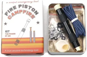 Compression Fire Starter Piston Fire Piston Outdoor Emergency Fire Piston Compressed Ignition Fire Starting Tool for Hiking Exploring (Silver,Set)