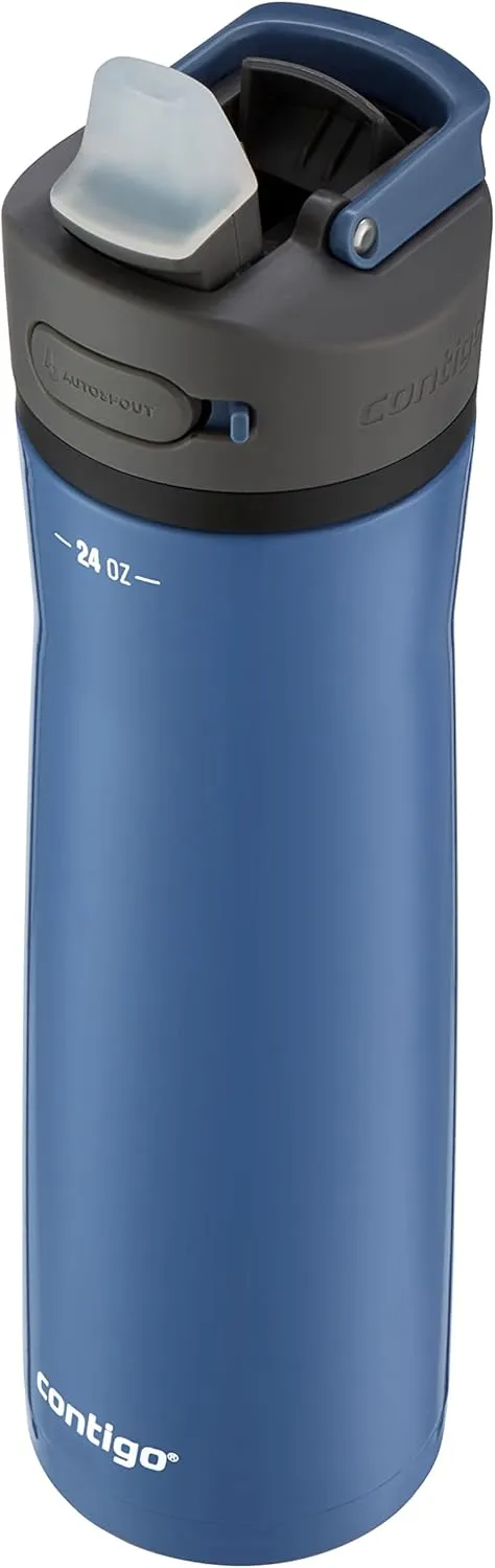 Contigo Ashland Chill 2.0 Stainless Steel Water Bottle, 24oz Blue Corn & Jackson Chill 2.0 Vacuum-Insulated Stainless Steel Water Bottle, Secure Lid Technology for Leak-Proof Travel, 24oz Licorice