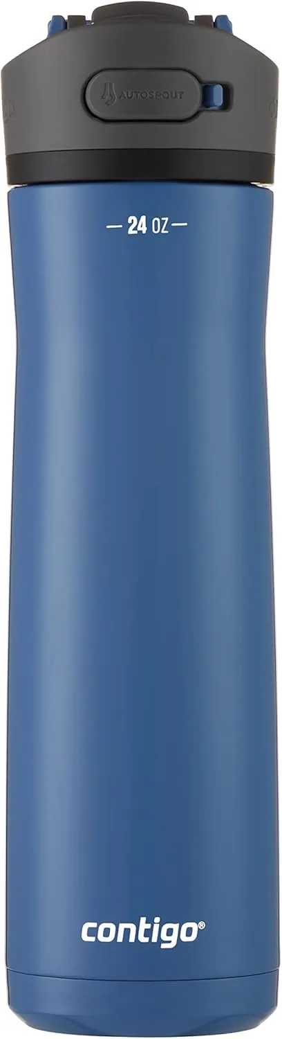 Contigo Ashland Chill 2.0 Stainless Steel Water Bottle, 24oz Blue Corn & Jackson Chill 2.0 Vacuum-Insulated Stainless Steel Water Bottle, Secure Lid Technology for Leak-Proof Travel, 24oz Licorice
