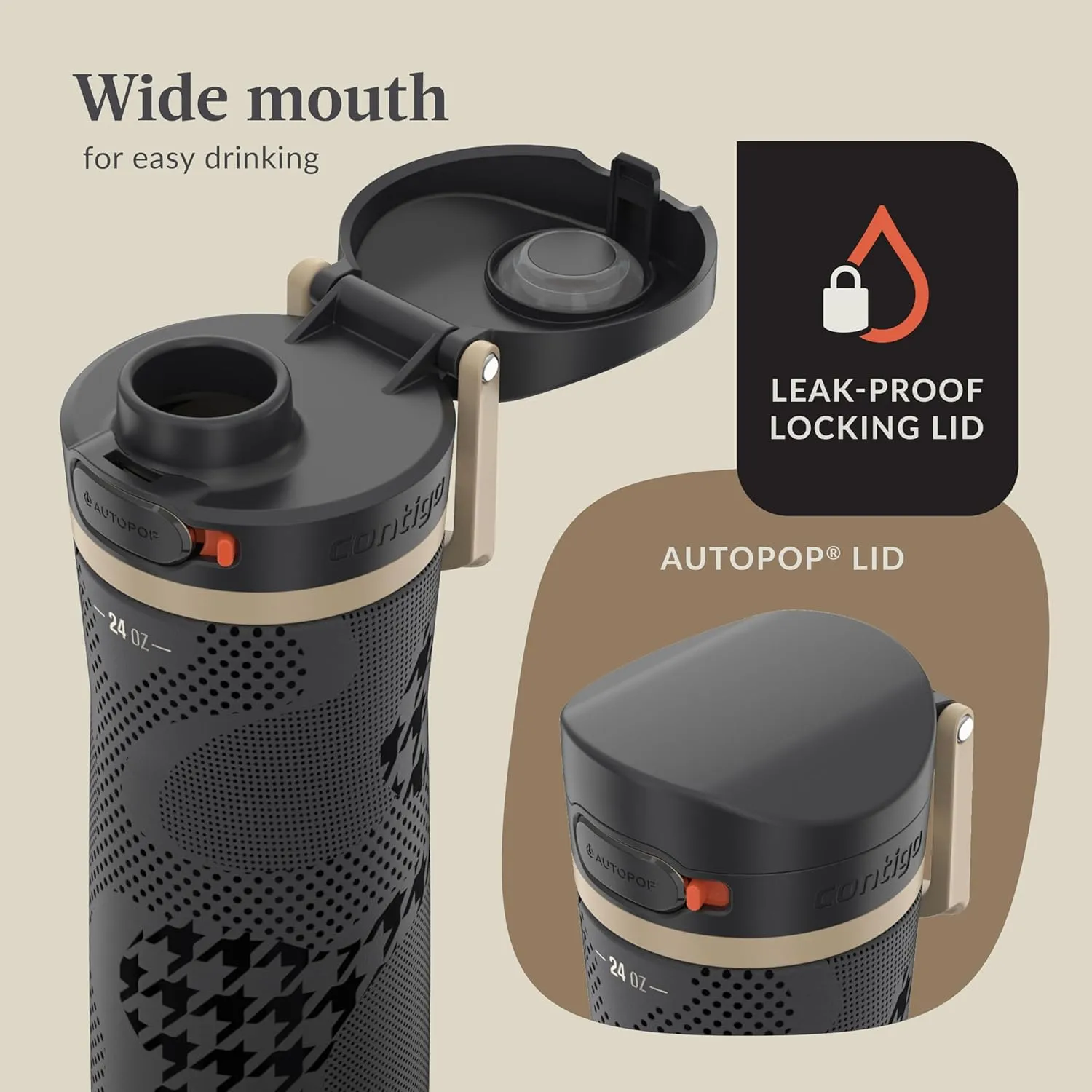 Contigo x Ally Love Jackson Chill 2.0, Stainless Steel, Autopop Lid, 24oz, Licorice