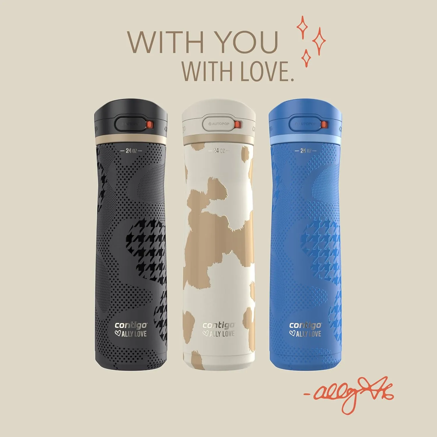 Contigo x Ally Love Jackson Chill 2.0, Stainless Steel, Autopop Lid, 24oz, Stellar Jay