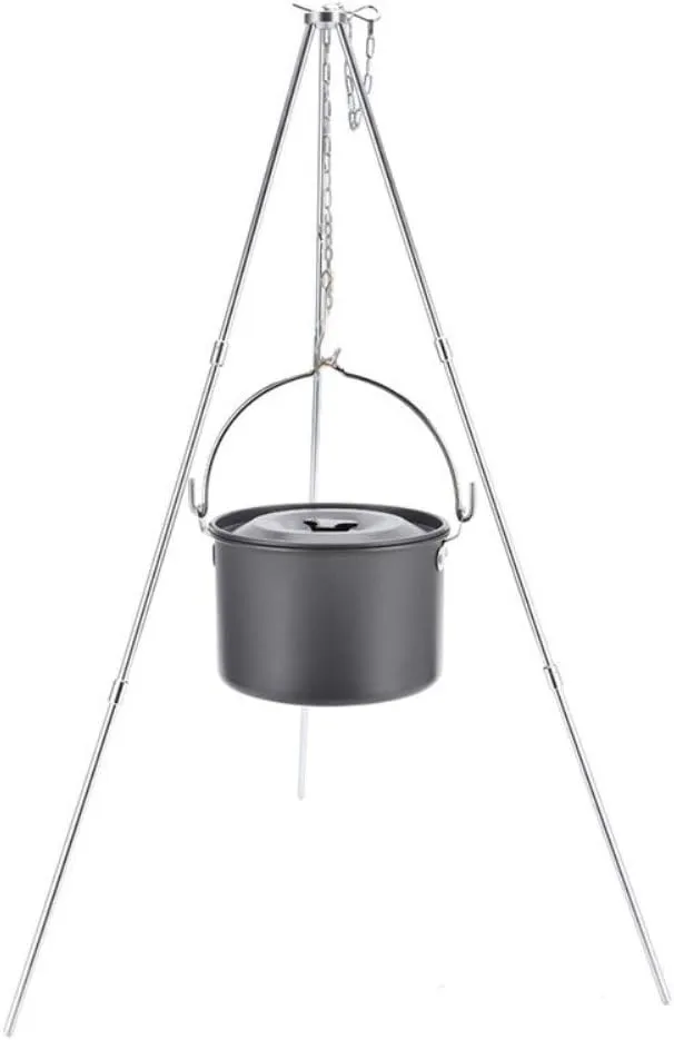 Cook on g Campfire Foldable Tripod Camp on g Picnic Fire Oven Shelf Pot Pan Holder/23
