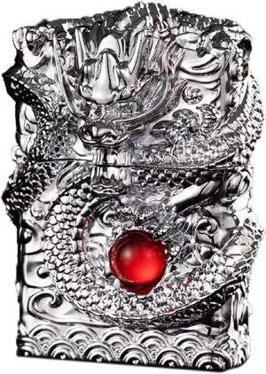 Cool Lighters, Windproof Carving Dragon Antique Lighter, Reusable Kerosene Grinding Wheel Lighter for Collection, Decorative, Gift, Present (Without Fuel) (Silver)