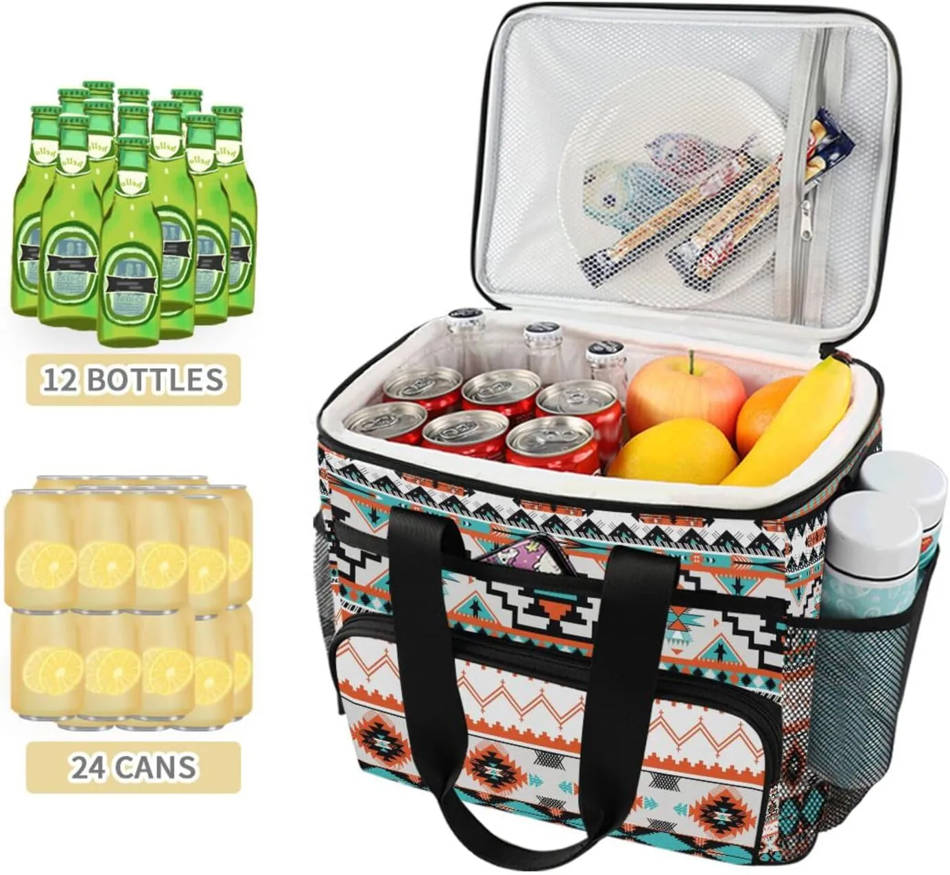 Cooler Bag Insulated Picnic Bag Large Lunch Box Reusable Tote Bag Soft Sided Portable Beach Cooler Grocery Camping