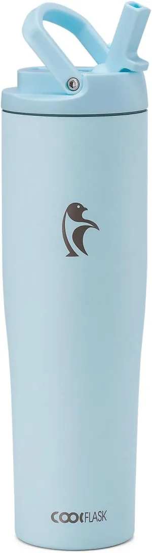 Coolflask Slima - 40oz Insulated Water Bottle | Stainless Steel Tumbler with Straw & Handle | Fits Car Cup Holder | Leakproof Jug for Sports, Travel, Office | Dishwasher Safe, Blue