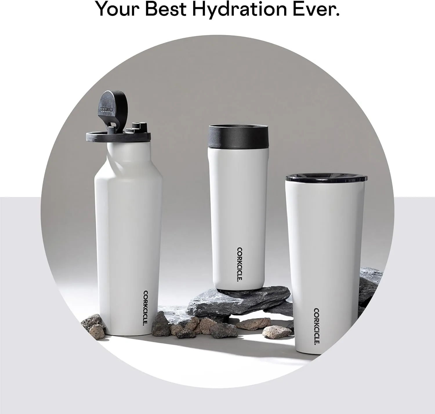 Corkcicle Sport Canteen Insulated Tumbler, River Rock, 20 oz – Reusable Water Bottle Keeps Beverages Cold for 25 Hours & Hot 12 Hours – Cupholder Friendly Tumbler with Screw-On Cap