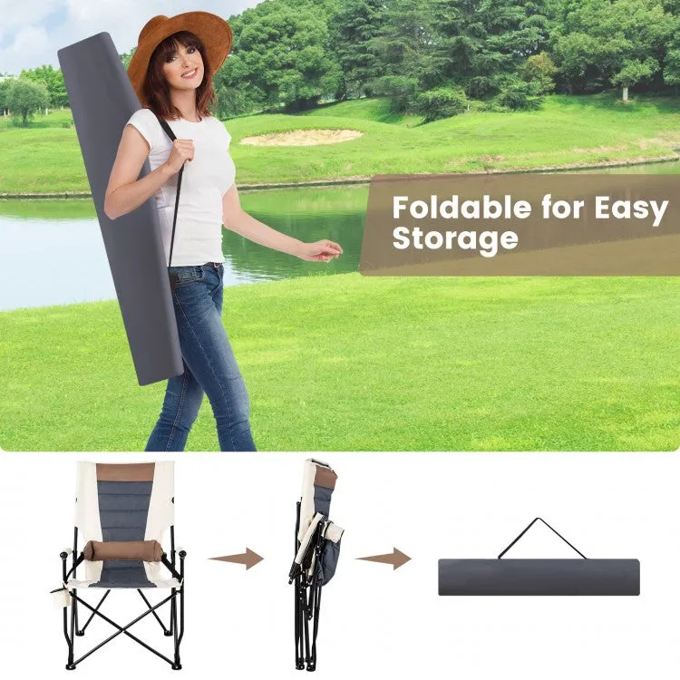 Costway Outdoor Camping Chair Folding Chair with Armrests, Cup Holder, and Lumbar Support - Suitable for Camping and Backpacking