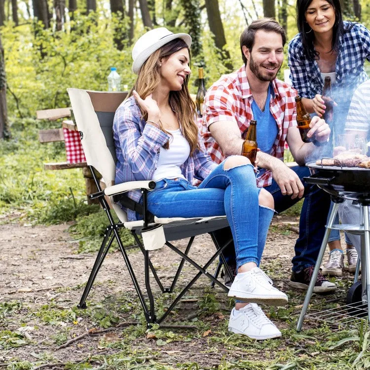 Costway Outdoor Camping Chair Folding Chair with Armrests, Cup Holder, and Lumbar Support - Suitable for Camping and Backpacking